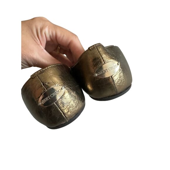 JIMMY CHOO Bronze Gold Leather Captoe Ballet Flats Size 36 - Picture 7 of 8